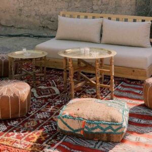 Table Basse Petite Plateau Laiton & Pied Ciseau – Image 4