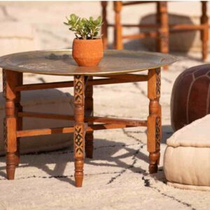 Table Basse Petite Plateau Laiton & Pied Ciseau – Image 6