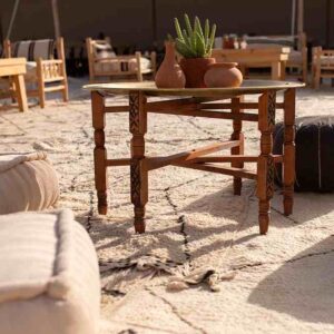 Table Basse Petite Plateau Laiton & Pied Ciseau – Image 2