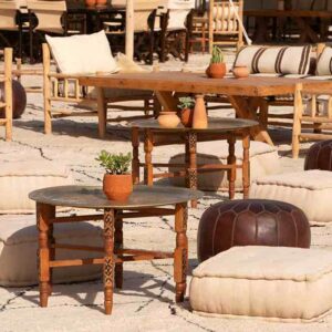 Table Basse Petite Plateau Laiton & Pied Ciseau – Image 3