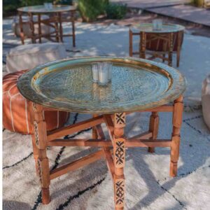 Table Basse Petite Plateau Laiton & Pied Ciseau – Image 5