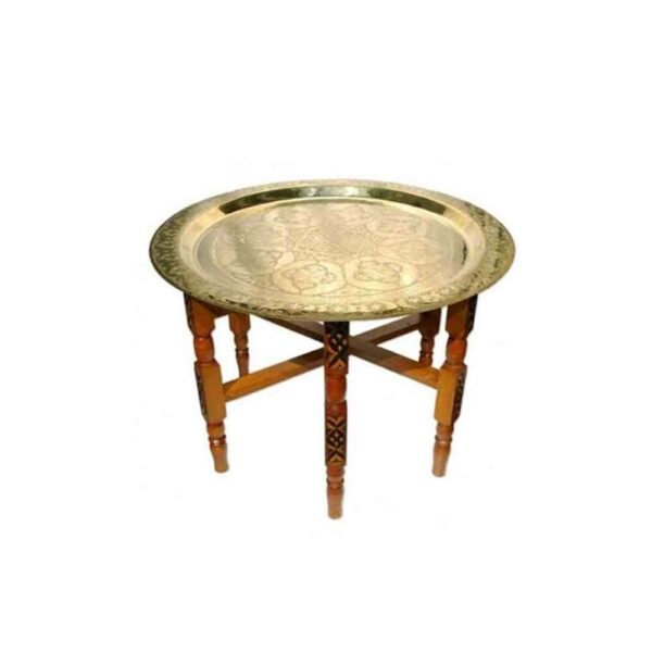 Table Basse Petite Plateau Laiton & Pied Ciseau